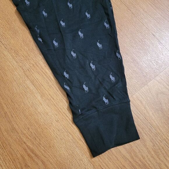 Polo Ralph Lauren All Over Print Pony Logo Joggers Pants Black Grey Men'… - Picture 4 of 8